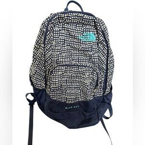 The North Face Navy blue and white dot Patterned Backpack